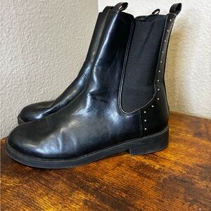 Zara Black Studded Ankle Boots size 37 European 6.5 us
